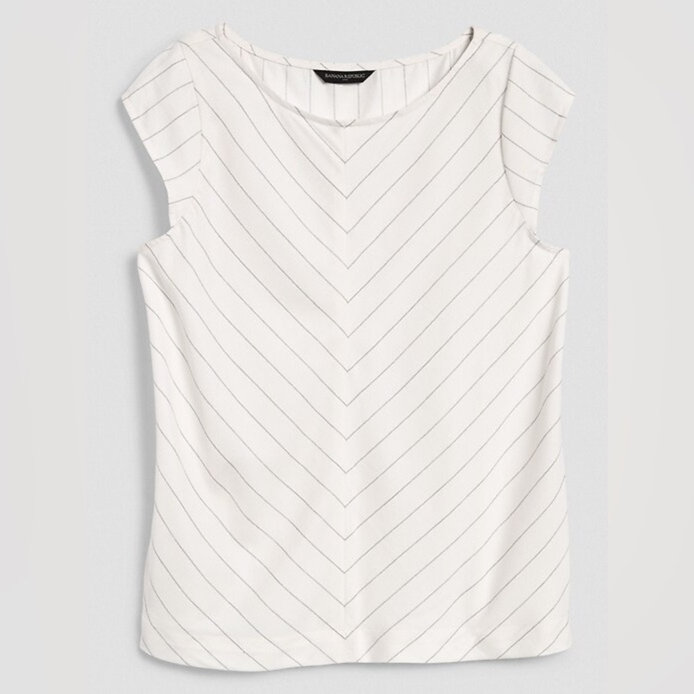 Banana Republic Chevron Off-White Striped Women's Top